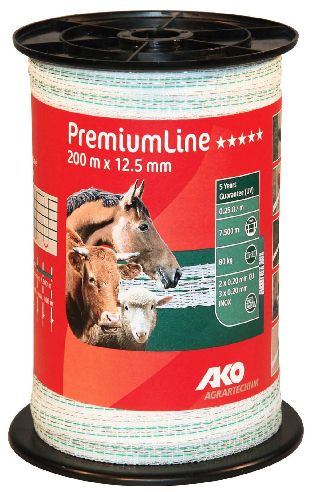 AKO Fencing TopLine Plus Weidenetz – 50 M Länge, 108 Cm Hoch, Weiß/grün, Mit Doppelspitzenpfählen