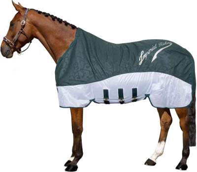 CHALLENGER Fliegendecke Für Pferde – 172,7 Cm, 600D Netz, Atmungsaktiv, Mit Klett & Fleece, Farbe Weiß