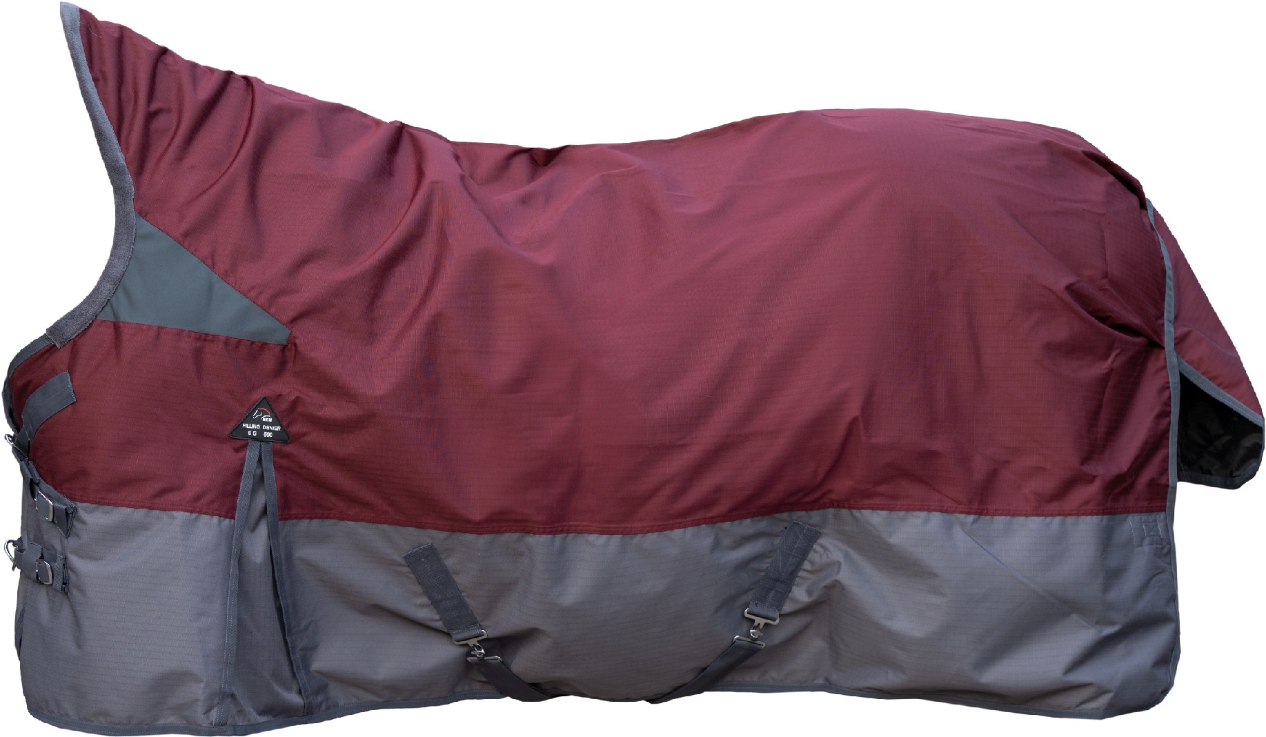 Couverture HKM Yukon 600D – Rouge Foncé/gris – Highneck – 200g – Pour Cheval - 9
