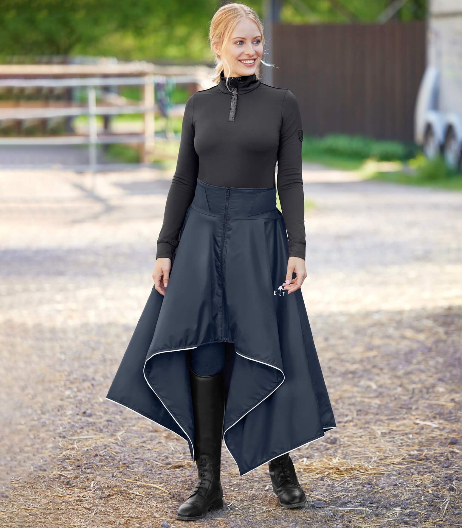 ELT Waldhausen Ohio Giacca Invernale Da Equitazione, Impermeabile E Traspirante, Con Cappuccio Rimovibile, Nera